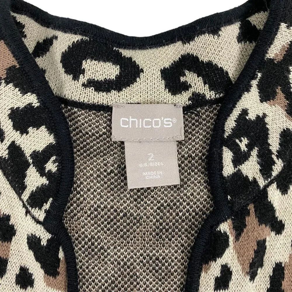 Chico's Convertible Leopard-Print Cardigan size Large - Picture 3 of 10